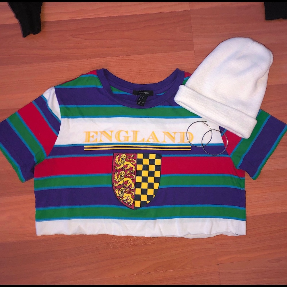 Cropped Multicolor Striped Tee Forever 21